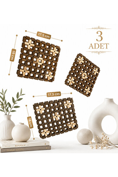 Trend Home Life 3 Pieces of Wooden Bead Trivets for Teapot Bottoms