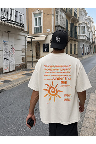 Under The Sun Güneş Baskılı %100 Pamuk Geniş Kalıp Oversize Unisex Tişört