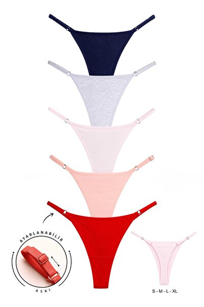 Dominant Ženske pamučne šarene tange sa bočnim vezicama, 5 komada (S-M-L-XL)