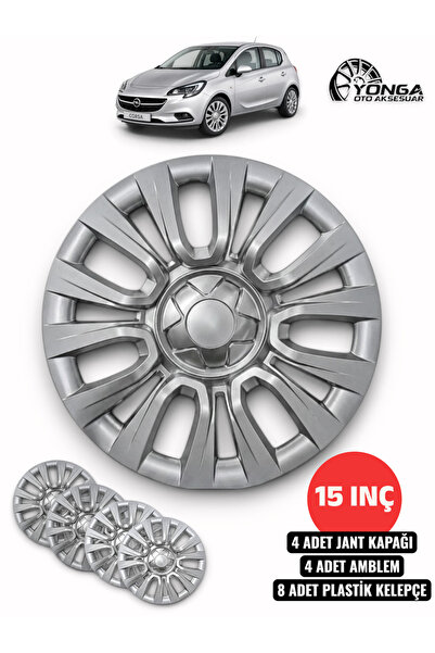 YONGA OTO AKSESUAR OPEL CORSA E Jant Kapağı 15 İnç Kırılmaz 4'lü + 4 Amblem +...
