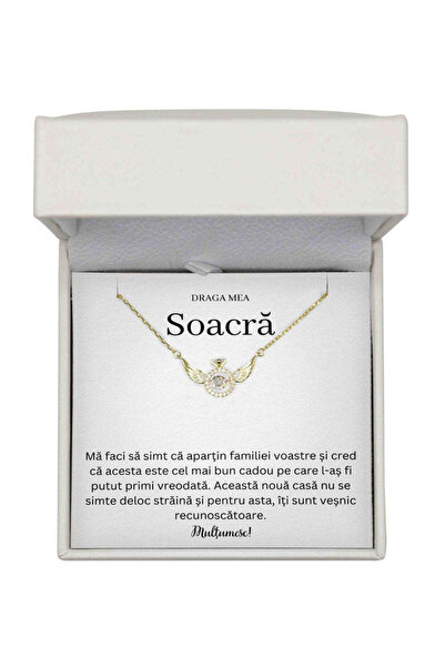 The Jewel Heart Colier Guardian Angel Soacră, Argint 925 Placat cu Aur, Cutie...