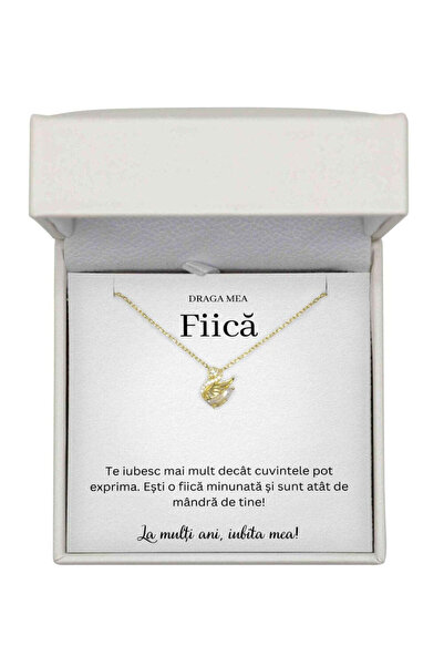 The Jewel Heart Colier Lebăda cu pandantiv Lebădă de Aur, argint 925 placat c...