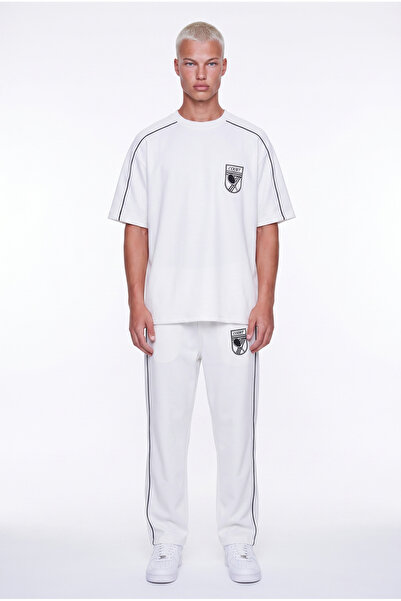 Respire Men's Court Printed Regular Fit Tracksuit Set Ecru