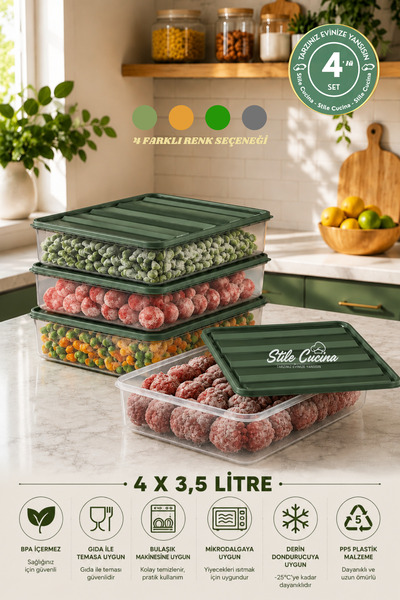 Stile Cucina منظم للثلاجة مكون من 4 قطع، حاوية تخزين مناسبة للميكروويف