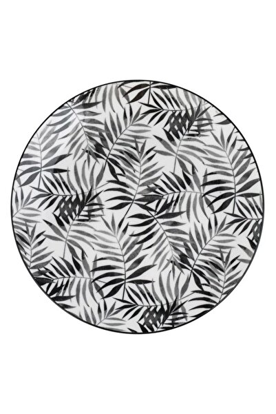 BAMI NETWORK Farfurie intinsa portelan frunze tropicale negre Ø19cm