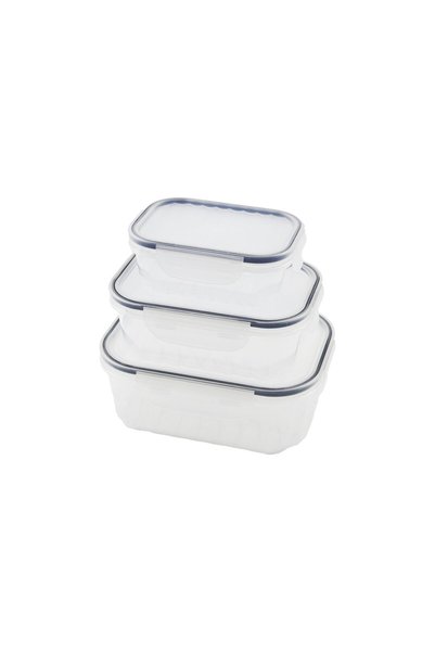 colezium 3PCS SIZDIRMAZ SAKLAMA KABI SETİ ŞEFFAF KAP BUĞULU CONTALI KAPAK 500 1000 1700ML