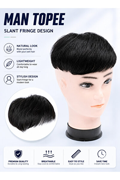 Estelle Knotless Toupee for Men, Short Hair Mechanism Wig, Full Real Hair Rep...
