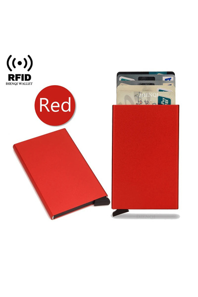 Choice7 Red Rfid Holder Metal Thin Slim Smart Wallet Men Women Wallets Pop Up...