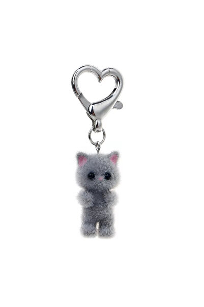Choice C Cute Flocking Cat Keychain 3D Love Phone Pendant Headphone Charm Bag...