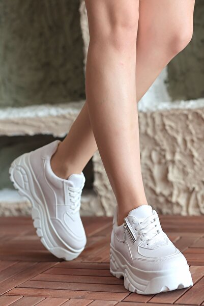 Madam Tarz Keita Thick Sole Women's Sports Shoes with Zipper Detail 6 cm