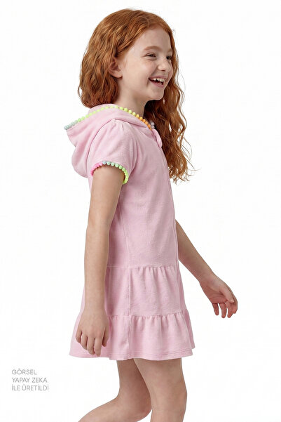 Penti Kız Çocuk Pembe Sweet Ponponlu Kısa Kollu Havlu Kaftan