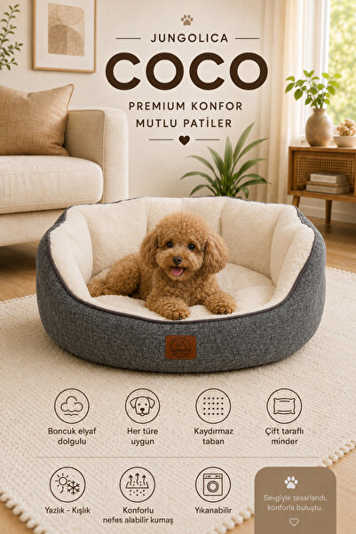Jungolica Pet Products Coco, Çift Taraflı Minderli, Ultra Yumuşak, Kaydırmaz ...