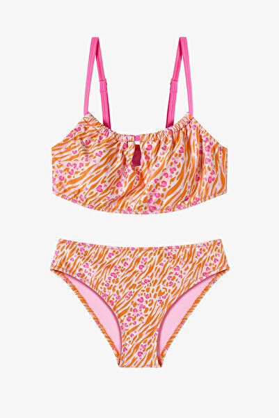 Penti Kız Çocuk Pembe Safari Halter Leopar Desenli Bikini Takımı