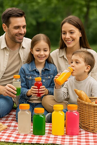 Ezu Home Cornered Zemzem School Picnic Juice Smoothie Detox Ginger Plastic Empty Pet Beverage Bottle Leakproof
