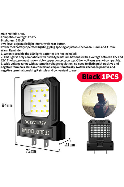 Choice3 Black 1PCS B 12V-72V Electric Tool Work Light For Makita For Milwauke...