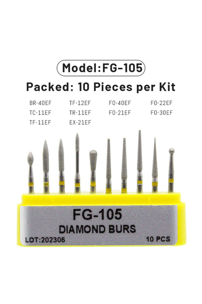 Choice37 FG-105 10pcs Dental Diamond Burs Drill FG 1.6mm Dental Dia-Bur for H...