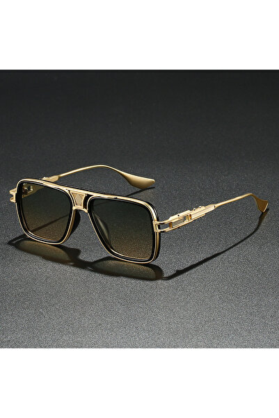 choice2 Gold Green Tea Luxury Sunglasses Men Punk Style Pop Street Fashion Co...