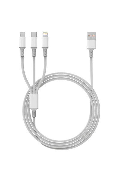 Choice White 3 in 1 USB Type C Cable Fast Charging Wire Woven Data Cable Mobi...