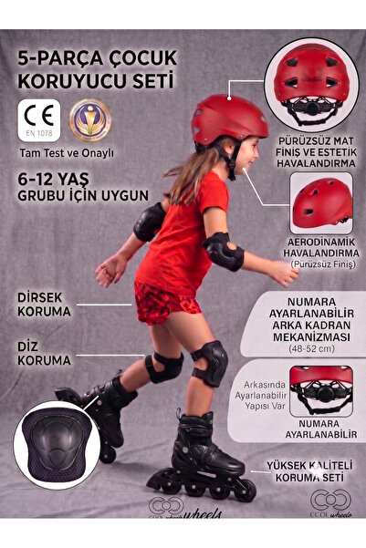 tosbai Adjustable Child Helmet 6-12 Years Sports Protective Helmet Knee Pads ...