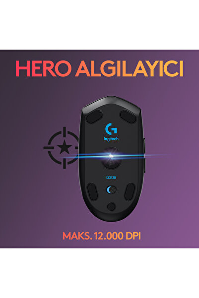 logitech G G305 LIGHTSPEED 12.000 DPI Kablosuz Oyuncu Mouse, Siyah 910-005283