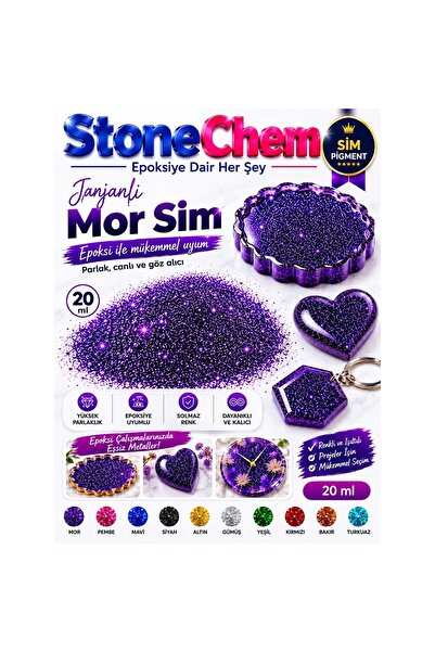stonechem Mor Parlak Epoksi Sim 20 ml Yoğun Glitter Efekt