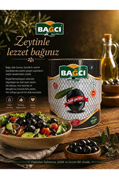 Bağcı Şah Gurme Siyah Zeytin 2 Kg Teneke