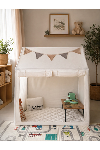 YHH Kids CasaMio Işıklı Oyun Evi Çocuk Oyun Çadırı Minder ve Yastıklı Bej