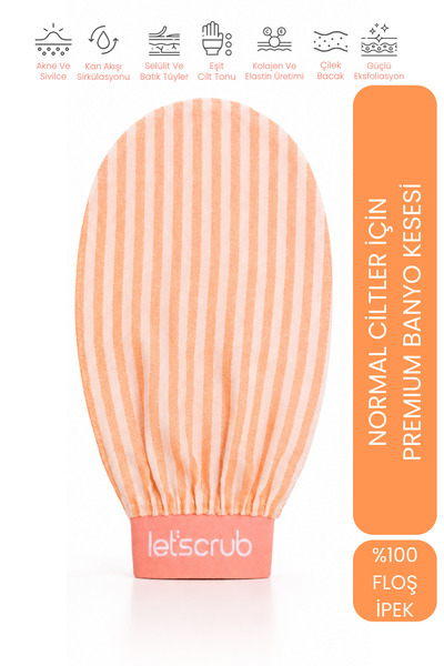LET'SCRUB Premium Ecru Orange Zebra Bath Shower Scrub Exfoliating Glove 100% ...
