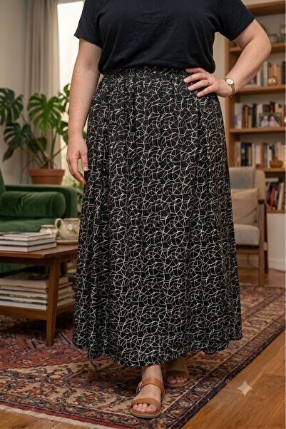elma abone Plus Size Pigment1 Combed Cotton Elasticated Maternity Skirt