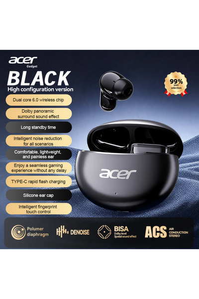 Choice1 سماعات أذن لاسلكية بلوتوث Acer Ohr627 سوداء، داخل الأذن، مزودة بخاصية...