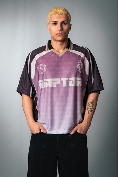 Plus Eighteen Raptor Polo Yaka Extreme Oversize Purple Men's Football Jersey