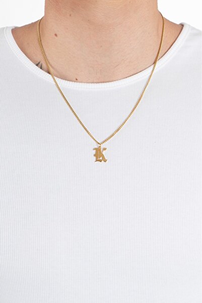 UKHWD SUPPLY Gothic Letter K Necklace - 316L Steel Ka1107Al