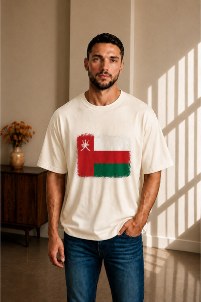 sngl tekstil Men's Oversized Oman Flag Printed Short Sleeve T-Shirt S m L XL 2XL