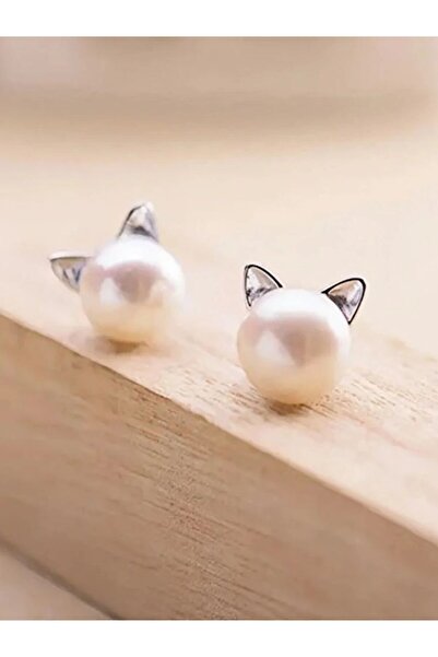 Choice NJ-1267 Fashion Earings Jewelry Silver Color Small Pearl Cat Stud Earr...