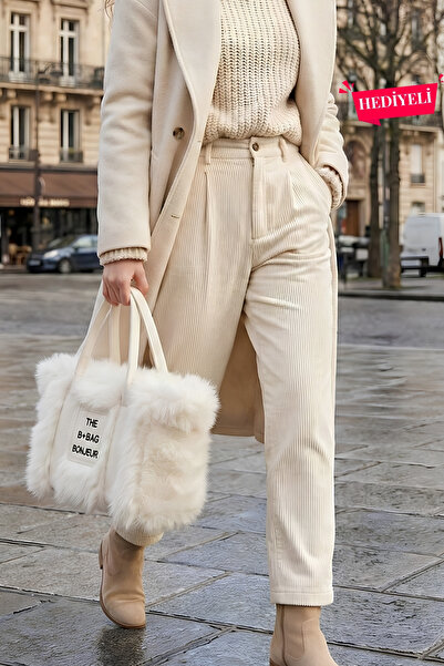 VivazzaLuxe Vintage Peluş Kürk Model Sonbahar, Kış The Bag Bonjeur Kadın El, ...