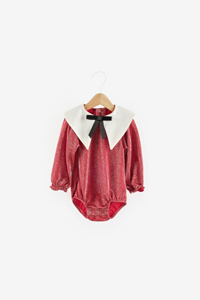 Le Mabelle Red Collar Detailed Glitter Baby Girl Jumpsuit - Bailey