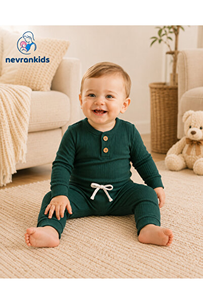 nevrankids Basic Badili Fitilli Zıbın Takım 3 Ay - 2 Yaş Nefti Yeşil