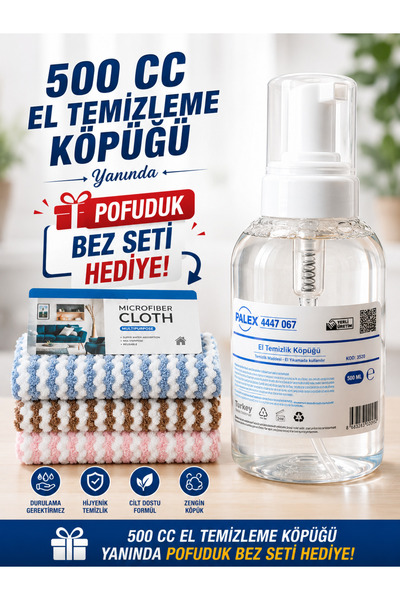 DOFİX El Temizleme Köpüğü Tezgah Üstü Hijyenik 500 cc Pofuduk Bez Seti Hediyeli