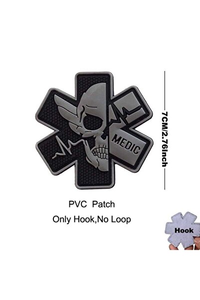 Choice4 03-Grey Black 3D PVC Medic Badges PARAMEDIC Skull Applique Patches Wi...