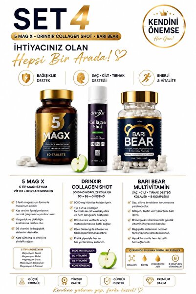 Re Vita Daily Bari Bear AVANTAJLI SET 4 - Drinxir Hidrolize Collagen + 5 Mag ...