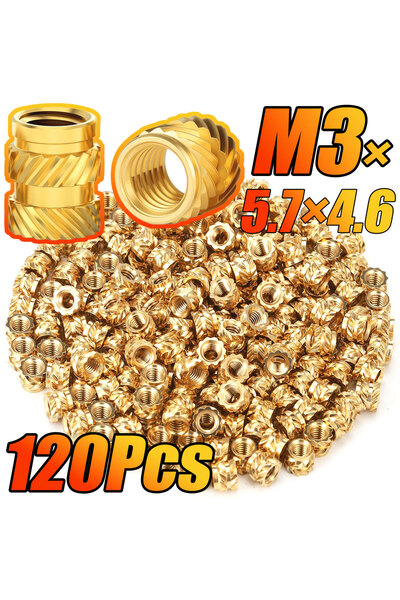 Choice 120Pcs M3 Brass Threaded Inserts M3x5.7x4.6mm Heat Set Knurled Nuts fo...