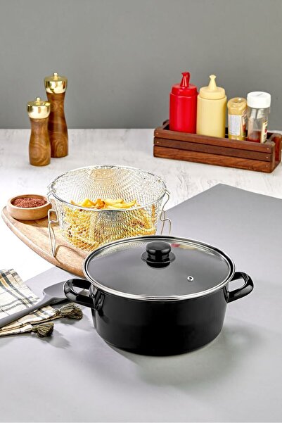 Lotus Emaye Kızartma Tenceresi 24 Cm Fritöz Cips Patates Kızartma Tenceresi