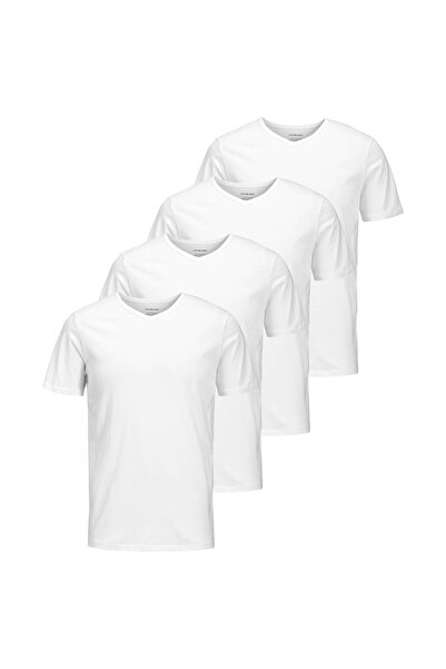 Jack & Jones JACK&JONES Herren T-Shirt, 4er Pack - JACBASIC V-NECK TEE, Kurza...