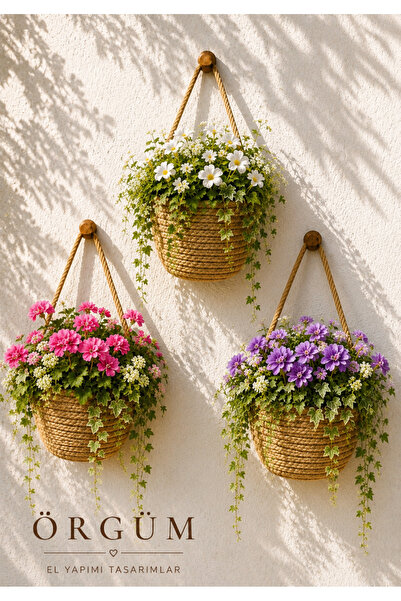 ÖRGÜM Basket Decorative Mini Flower Pot Artificial Flower Basket PLANTS AND H...