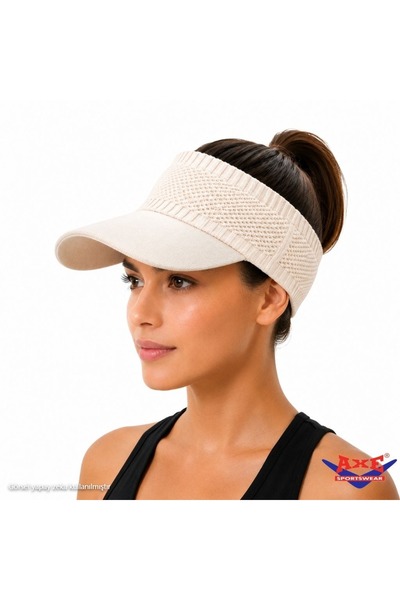 AXE SPORTSWEAR Krem Esnek Vizör Şapka Uv Güneş Koruyucu Günlük Plaj Tenis Şap...
