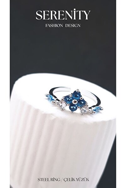 Serenity Zircon Stone Minimalist Steel Plated Ring