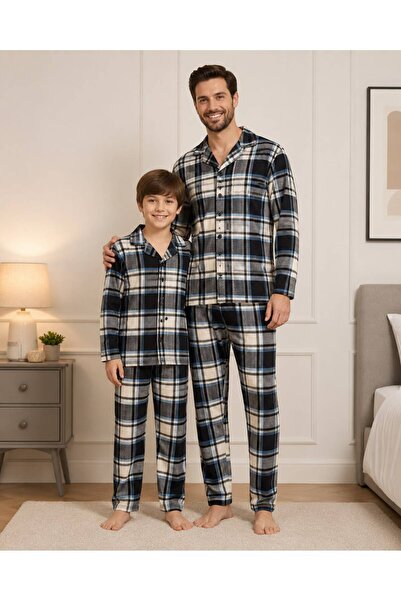 Fil Kids Boy's Cotton Piece Mercerized Fabric Blue Gray Plaid Pattern Shirt C...