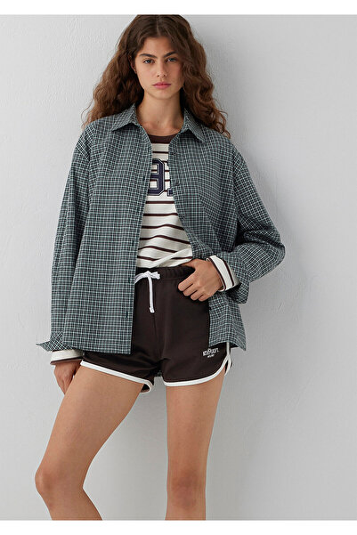 Mavi Kareli Gömlek Loose Fit / Bol Rahat Kesim 1211565-83714
