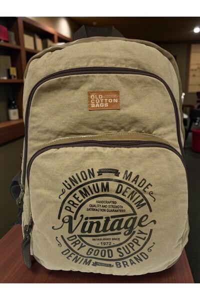 Old Cotton Quality Vintage Casual Printed Design Daily Travel School Backpack...