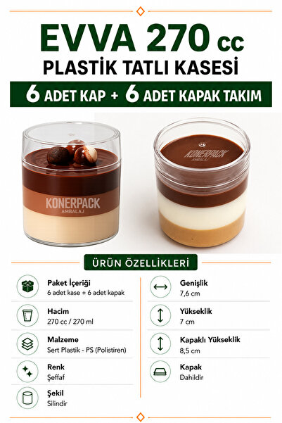 KONERPACK 6 Pieces Hard Plastic Magnolia Bowl with Lid 270 Cc